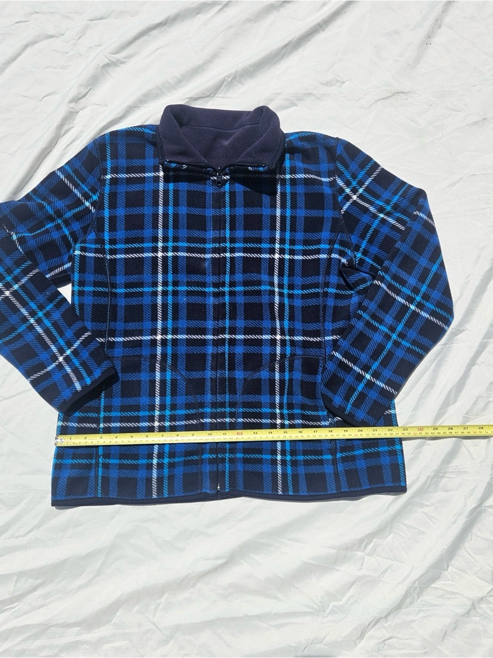 VINTAGE reversible blue plaid sweater - Picture 14 of 15